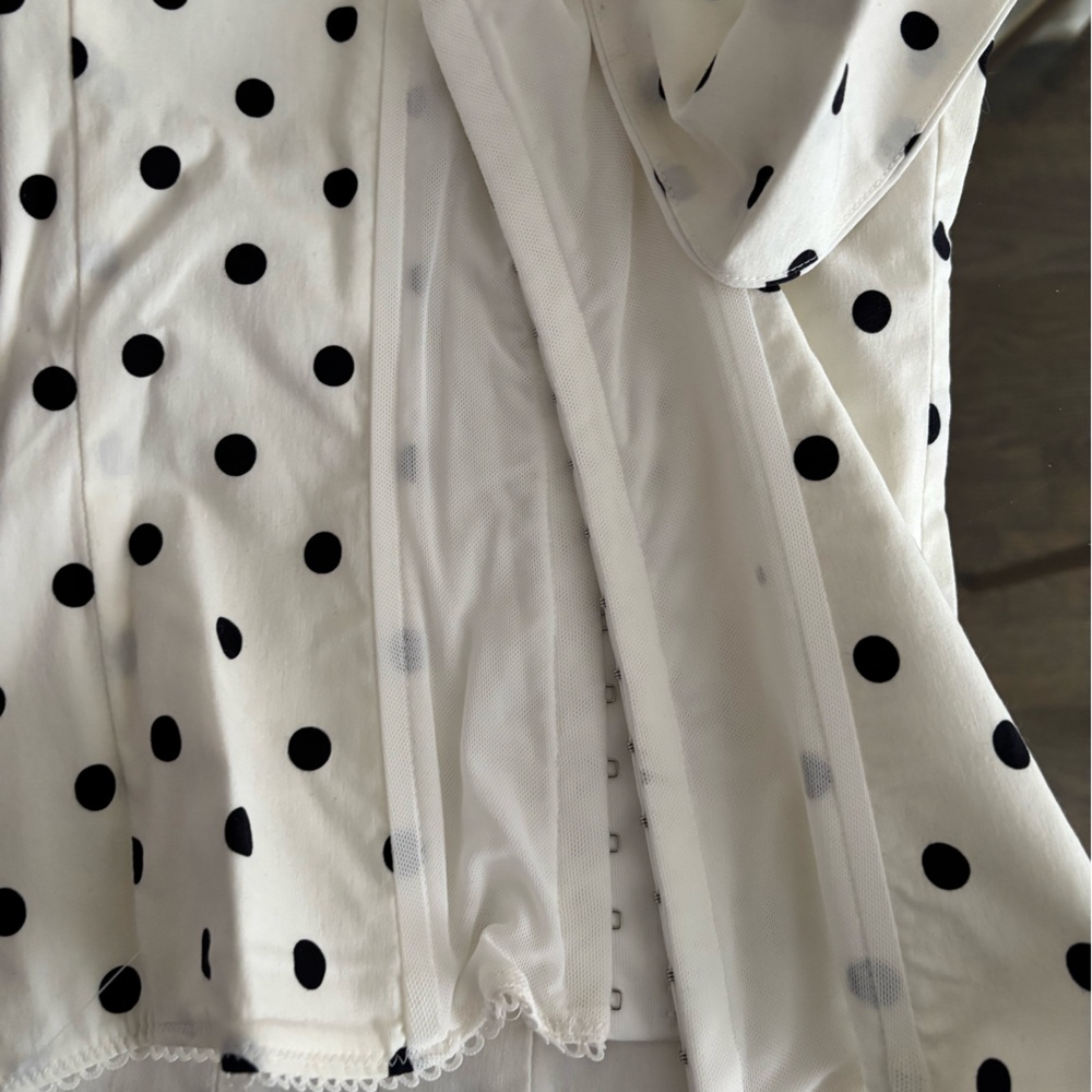 NWT WEWOREWHAT Polka Dot Ruched Cup Corset Bustier Top - Picture 5 of 8